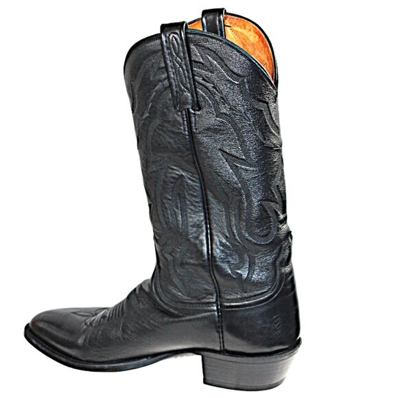 Lucchese 2000 Black Leather Western Embossed Mid-Calf Boot, Size 9 (D) - Picture 3 of 12
